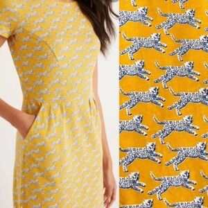 Adorable Mustard Yellow & Running Cheetah Print Phoebe Dress in 100% Cotton